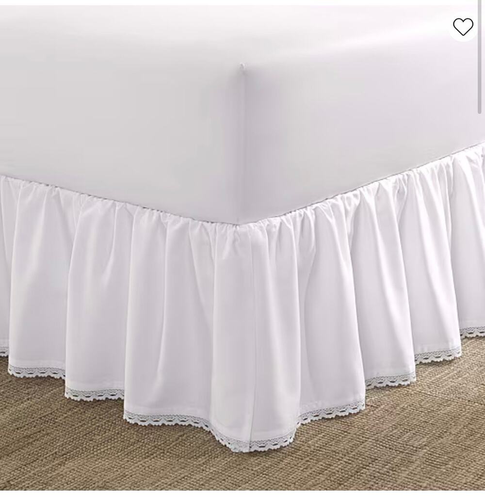 NEW! Laura Ashley Crochet Ruffle 16" Bed Skirt 60in*80in Queen White